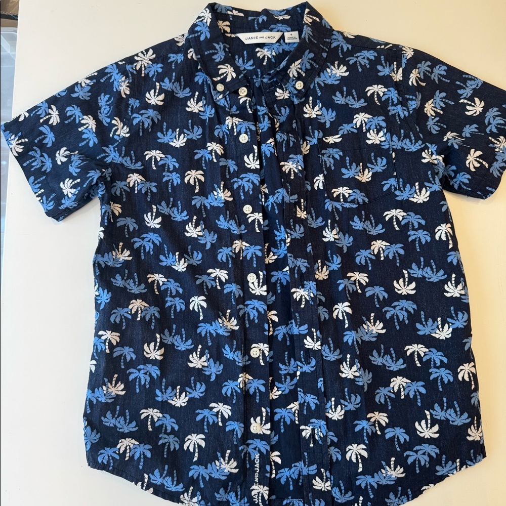 Janie and Jack collared button-down short sleeve shirt kids size 8